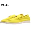 Dress Shoes Vallu Spring Autumn Products Suede Flat Bottom Round Head Metal Buckle Ladies Exquisite Bekväma lätta loafers 230417