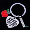 Läraren tar en hand öppnar sinne och berör hjärtnyckelkakargåvor Apple Ruler Charms Keyrings For Teachers Jewelry Keychains Women