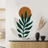 Wall Stickers Boho Sun Leaf Green Botanical Wall Sticker Removable Peel and Stick Vinyl Wall Decal Mural Living Room Interior Home Decoration 230417