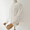 Camicette da donna Camicie Camicia Lolita in cotone Colletto alla Peter Pan Camicetta a maniche lunghe in pile per donna 230417
