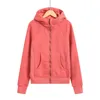 women casual hooded jacket long slim-fit waist zipper hoodie sports casual Sweatshirt jacket autumn and winter fleece coat