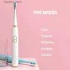 Diş fırçası elektrikli diş fırçası ev yumuşak şarj edilebilir ultrasonik su geçirmez otomatik diş fırçası 5 mod, yedek diş fırçaları q231117