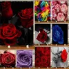 Waterproof Shower Curtain For Bathroom 3D Red Rose And Black Leaves Bathtub Curtains Polyester Fabric Curtain 180 180cm T200102308T