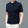 Men's T Shirts High Qualtity Oversized Cashmere Knitted O-neck T-shirt For Men Short Sleeve Tee Solid Color Trend Leisure Grey White Black