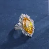 Clusterringen Vinream Luxury 9 18mm Marquise Cut Lab gecreëerd citrien roze saffier edelsteen ring voor vrouwen geschenk jubileum sieraden