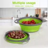 Vikbart silikon durkslag Frukt Grönsak Tvättkorg Sil med handtag Sil Hopfällbar avrinning Köksredskap Rengöringsfat