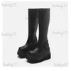 Botas plataforma feminina combate saltos de inverno qualidade longa coxa alta zíper joelho botas altas 2023 nova moda botas mujer botas punk góticas t231117