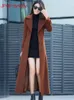 Women's Wool Blends Winter Women's Woolen Coat Women's Thickened Woolen Coat Slim Fit Extra Long Over Knee Coat Winter Women Coat Warm 231116