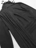 Базовые повседневные платья Zenaide Асимметричное вязаное платье макси для женщин Зимняя мода Кендалл Наряды Серый Черный Облегающие сексуальные платья с разрезом с длинным рукавом 231116