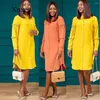 Ethnische Kleidung 2023 Blusenkleid Herbst Elegante Mode-Art O-Ausschnitt Lange Ärmel Knielang Knielange Ärmel Afrika