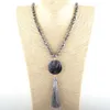 Mode bohemiska smycken semi ädelstenar långa knutna matchande stenlänkar tofs halsband för kvinnor etnisk halsband mode smycken smycken smycken smycken