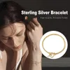 Armreif ORSA JEWELS Italienischer OT-Knebelverschluss aus 925er-Sterlingsilber, handgefertigtes 1,5-mm-geflochtenes Kettenarmband mit 14-Karat-Vergoldung für Damen SB121 231116