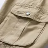 Men's Shorts Summer Men's Baggy Multi Pocket Military Cargo Shorts Male Cotton Khaki Mens Tactical Shorts Short Pants 30-38 No Belt 230417