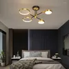Tavan Işıkları Modern Lamba LED Avize Aydınlatma Oturma Odası Yatak Odası Altın Çerçeve Alüminyum Damla Kapalı Fikstür