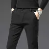 Men's Pants Autumn Winter New Thick Casual Pants Men Business Fashion Slim Stretch Black Blue Grey Brand Clothes Brushed Trousers Male 28-38 J231116