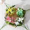 Decorative Flowers 7 Head 35cm White Lily Artificial Party Wedding Bridal Bouquet Fake Plant For Living Room Home Garen Decoration