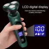 Electric Shalers 4 na 1 Elektryczny golarka LCD Digital Digital trzykrotne pływające dochodowe ładowce golenia zielone Smart Razor Waterproof Ghaver Clipper 231116