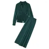 Women's Two Piece Pants Spring Women Pieces Sets 2023 Long Sleeve Patchwork Shirt Tops Wide Leg Trousers Office Lady Suits