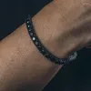 Ketting oorbellen set mode zwart goud vergulde 5 mm kubieke zirkonia cz tennisketen armband coole hiphop heren jongen sieraden