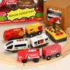 Electric RC Track RC Electric Train Set Toys for Kids Car Diecast Slot Toy Fit Standard Wood Railway Battery Christmas Trem 231117