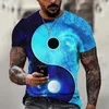 Men's T Shirts Summer Tai Chi Diagram T-shirt 3D Printed Men Women China Yin-Yang Oversized Hip-hop Tops Flame Tees Short Sleeve Clothing