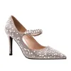 Graceful and Elegant: French Pearl Wedding Shoes for Women with Thin Heels, New Autumn Style Full Diamond Crystal Bridal Shoes with Water Drills