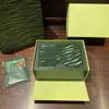 Watch Boxes Dark Green Watch Box Gift Case For RLX Booklet Card Tags And Papers In English Swiss Brand Wristwatch Boxes