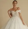 Abito da sposa avorio di lusso per la sposa con spalle scoperte senza maniche da donna Abiti da sposa glitterati Abito da ballo con perline Principessa Pricess Vestido De Novia Matrimonio 2023