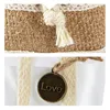 Enrole de presente, cesta de armazenamento de bolsas de linho pequeno para crianças Balloween Party Candy Candy Cased Wedding Lace Burlap flor