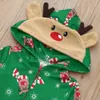 Cosplay Baby Zip Up Green Kider Renifer Costume Xmas Holiday Home Party Noś bluzę z kapturem dla dorosłych rodzinnych pasujących świątecznych piżamy 231116