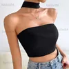Dames Tanks Camis 2023 Een-schouder Zomer Sexy Club Crop Top Mouwloos Dames Sexy T-shirt Wit Zwart Skinny Lace Up Bandage Tank Top Casual T230417