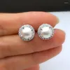 Pendientes de tuerca simples y clásicos de imitación de perlas de diamantes de imitación para mujer, joyería Vintage elegante de Metal para boda