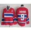 Vintage hockey''nHl'' Jerseys 4 Jean Beliveau 9 Maur Richard 10 Guy Lafleur 29 Ken Dryden 33 Patrick Roy Retro Classic Jersey Rojo Blanco cosido