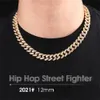 Halsband för herrkedja kubansk länk Guldkedjor Isade ut smycken 12mm full diamant mäns och kvinnors hiphop förgyllda halsband