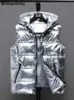 Chalecos de mujer Casual impermeable abajo algodón chalecos ligeros Jacekts coreano cálido 4xl Wasitcoats invierno con capucha brillante sin mangas Parkas mujeres J231117