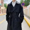 Męskie okopy płaszcze w stylu koreański Trench Spring Trench Męska odzież uliczna Windbreaker Trenchcoat Men Solid Business Casual Lose Long Overcoat Q231128