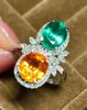 Cluster Rings 2023LR Emerald Ring Pure 18K Gold Jewelry Nature Green 1.82ct Gemstones Diamonds Female For Women Fine