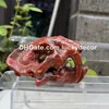 Saber-toothed Tiger Skull Home Decoration Natural Thousand Eye Red Sesame Jasper Shell Stone Quartz Crystal Carving Animal Sculpture Mineral Specimen Unique Gifts