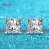 Stud Smyoue Princess Cut 1.2/2CT Stud Earrings for Women Men VVS Simulated Diamond Ear Studs 925 Sterling Silver Jewelry 231116