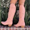 Stivali Western ricamati stivali alti al ginocchio per le donne rosa cowboy cowgirl scarpe moda 2022 vendita calda popolare slip on ragazze bianche T231117