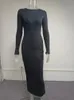 Grundlegende Freizeitkleider für Damen, Herbst und Winter, solides Maxi-Langpulloverkleid, elegant, lässig, modisch, Pullover, figurbetont, schlankes Streetwear-Strickkleid 231116