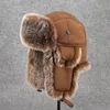Czapki czapki czapki zima rosyjska kobieta Wholeskin Natural Rex Rabbit Fur Hats luksusowy prawdziwa skóra skóra skóra czapka unisex bomber kapelusz 231117