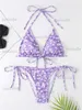 Costumi da bagno donna Bikini Costume da bagno Donna 2023 Nuovo bikini a vita alta Set Costumi da bagno a costine Stampa Costume da bagno perizoma Donna Biquini Spiaggia brasiliana L T230417