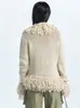 Women's Sweaters DEAT Fashion Knitted Cardigan Long Sleeves Tassel Patchwork Thick Slim Designer Sweater Lady Autumn 2023 7AB608 231116