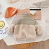 Mantel 0-6Yrs Kinder Mädchen Lampe Wolle Gespleißte Jacke Warme Herbst Mädchen Samt Jacke Winter Kinder Kleidung Set 231117