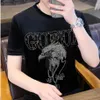 Herren T-Shirts Herren Designer 2023 Sommer Neu Herren Gold Samt Rundhals Kurzarm T-Shirt Top