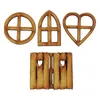 Figurine decorative Set di porte e finestre delle fate per alberi Pixie in legno in miniatura Giardino Decorazioni per esterni Casa Bambini JS22