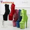 Boots Autumn and Winter Fashion Pole Dance Show Shoes 20cm Hate Sky High Flock Mid-Calf Boots Women Sexig Platform Zipper High Heels T231117