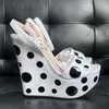 Olomm Handmade Women Summer Platform Sandals Polka Dot Wedges Heels Open Toe Gorgeous Black Party Shoes Ladies Size 35-47