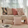Coussin/décoratif rose en peluche Patchwork housse de coussin nordique simplicité couverture légère décorative salon canapé cas